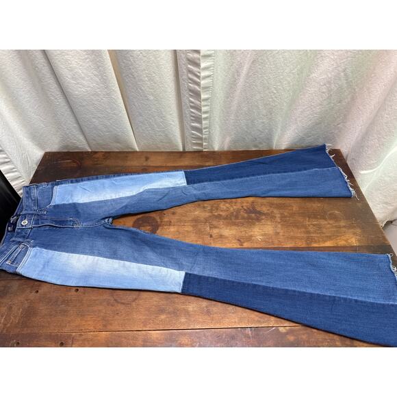 Hollister Patchwork High Rise Flare Bell Bottom Jeans Women's Size 00R 23 x 32" - Picture 7 of 13